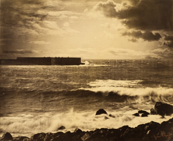 Gustave Le Gray, The Great Wave, Sète (Grande vague, Sète), 1857. Albumen print, 13 1/2 x 16 1/2 in. (34.3 x 42 cm) Los Angeles County Museum of Art, The Marjorie and Leonard Vernon Collection, gift of The Annenberg Foundation and Carol Vernon and Robert Turbin (M.2008.40.1284)