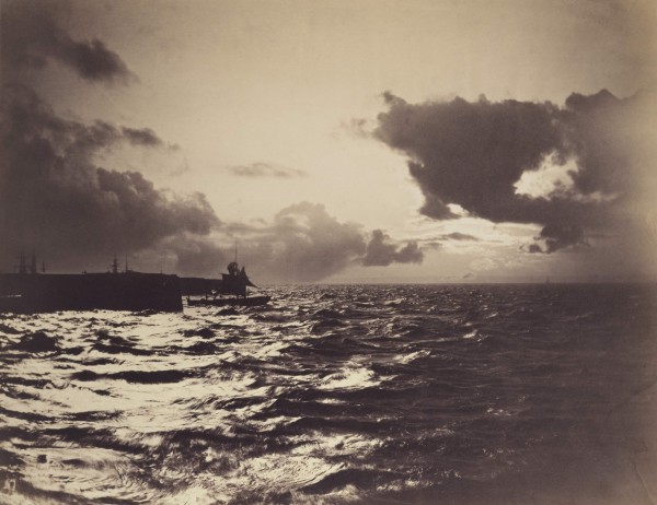Fig. 5. Gustave Le Gray, Seascape with a Ship Leaving Port, 1857. Albumen print, 12 3/8 × 15 7/8 in. (31.3 × 40.3 cm). The J. Paul Getty Museum, Los Angeles.