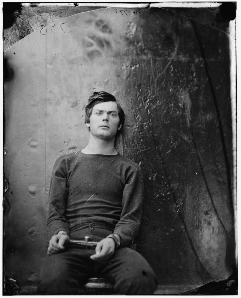 Alexander Gardner, Washington Navy Yard, D.C. Lewis Payne, in sweater, seated and manacled, 1865. Digital file from original glass-plate wet collodion negative, 8 1/4 x 10 1/4 in. (21 x 26 cm). Library of Congress Prints and Photographs Division, Washington, D.C.