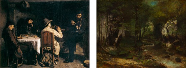 7. Gustave Courbet, After Dinner at Ornans, 1848–49. Oil on canvas, 195 × 257 cm. Musée des Beaux-Arts, Lille. 8. Gustave Courbet, The Stream of the Puits-Noirs, Valley of the Loue, 1855. Oil on canvas, 104 x 137 cm. National Gallery of Art, Washington D.C.