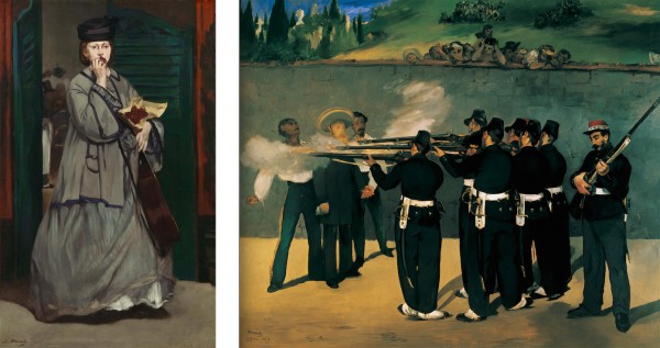 9. Édouard Manet, Street Singer, ca. 1862. Oil on canvas, 171 x 106 cm. Museum of Fine Arts, Boston. 10. Édouard Manet, The Execution of Maximilian, 1868–69. Oil on canvas, 252 × 302 cm. Staedtische Kunsthalle, Mannheim.